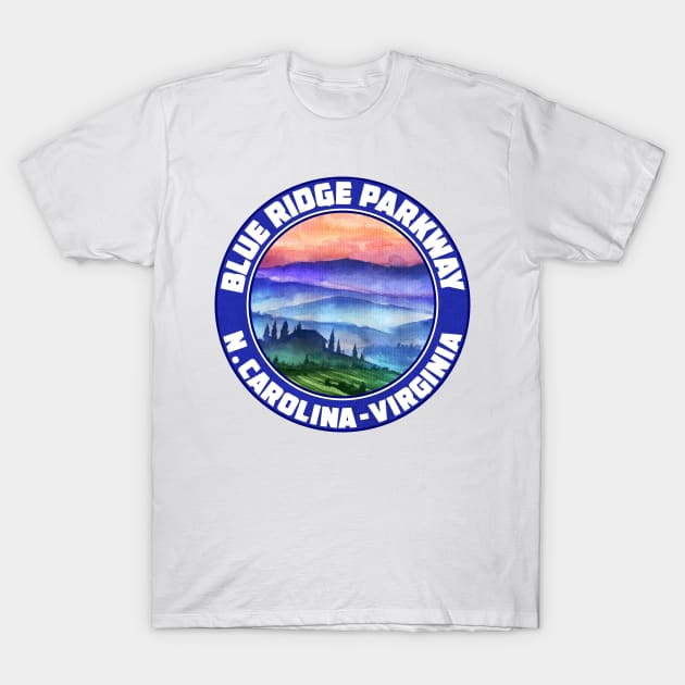 Blue Ridge Parkway North Carolina Tennessee Shenandoah Great Smoky Mountains National Park T-Shirt by TravelTime